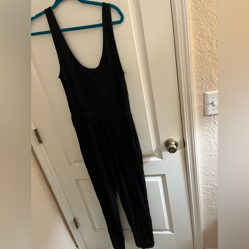 Abercrombie & Fitch Black Soft Fabric Drawstring Jumpsuit